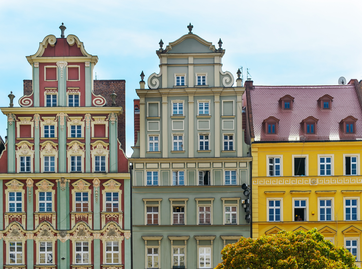 colorful buildings in european city